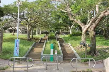 <p>The entrance to the Yara Castle Site as seen from the Kadena Town residential street that runs along side it</p>
