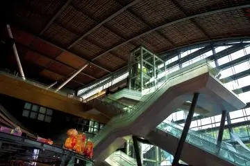 Impressive stairs and amazing ceiling at the Kyushu National Museum entrance hall