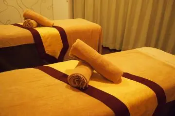 The luxurious beds on which spa treatments were carried out.