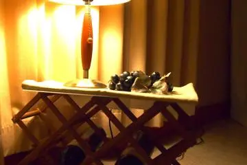 Wine-inspired furniture in the spa.