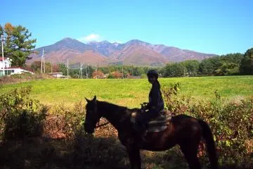 Horse-riding at Mt Yatsugatake.
