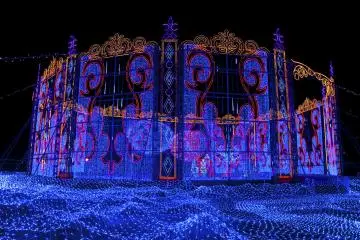 Structure of lights at the Art Garden