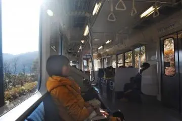 A passanger and inside the train