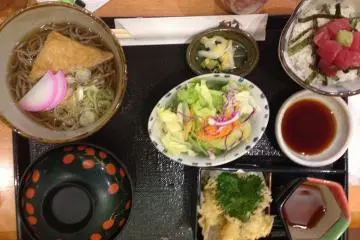 <p>The Nihon soba set made with traditional buckwheat vice the wheat-based Okinawa soba</p>