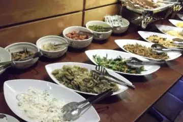 <p>The breakfast buffet</p>