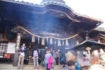Incense filled the air at this temple.