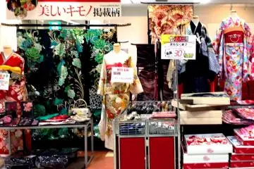 <p>Gorgeous Kimonos on display for the shichigosan festival at Furisode Kispa La Park</p>