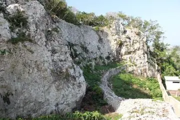 About half way to the top of the castle there is a very stable castle wall that can be walked upon