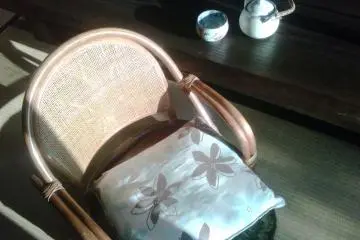 Relax with a cup of tea on my favorite wicker chair in Mifune