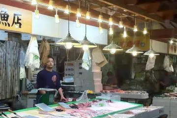 Fishmonger at Akita Citizens market one of the freshest fish markets north of Tsukiji