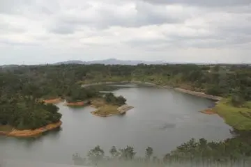<p>The reservoir created by the Kurashiki Dam was once a rural village prior to World War II, then used by the U.S. military as a supply depot prior to the creation of the Dam</p>