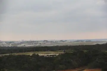 <p>The Kadena Air Base flight line with the East China Sea in the background</p>