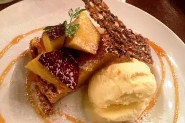 Pumpkin slice counterbalanced by the luscious Vanilla ice cream&nbsp;at Cafe &amp; Books Bibliotheque Umeda, Osaka City.