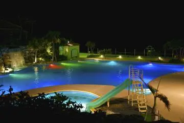 <p>The outdoor garden pool at night</p>