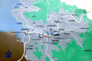 Map of the local area with the Onsen just east of the train station.