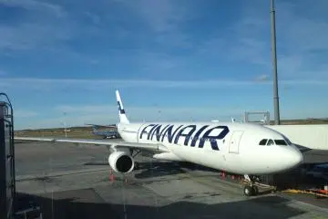 Finnair wide-bodied Airbus aircraft at Helsinki