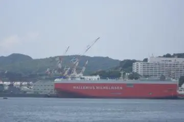 Foreign cargo ship under building. Nagasaki is a hometown of Mitsubishi Heavy Industries, and despite everything its shipyard is still as active as before