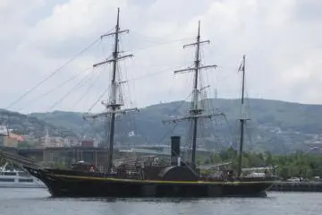Sailboat coming into the port of Nagasaki
