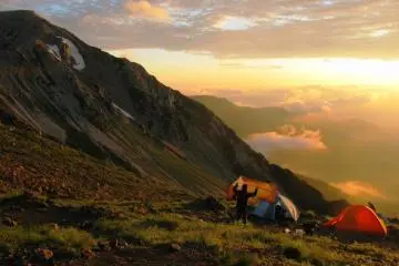 Camping in Nagano Prefecture Japan, between Mt Shirouma and Mt Karamatsu.