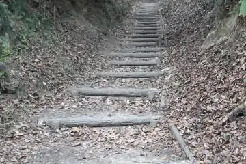 <p>There are plenty of easily negotiated earth steps on the way up</p>