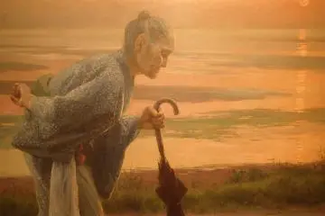 <p>Detail of "Old Woman" by Eisaku Wada</p>