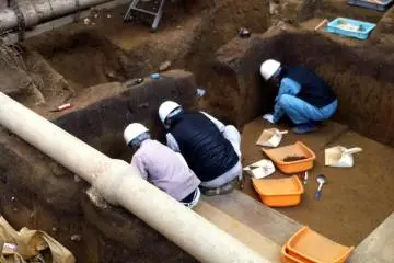 An archaeological dig within the campus