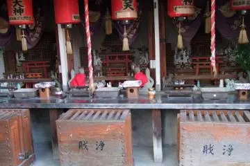 Walk around the grounds and take note of the various building that house statues and alter.
