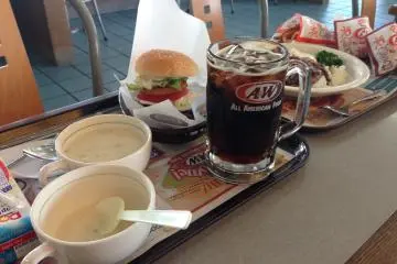 A&amp;W's All American Food includes burgers and fries as well as an endless rotating variety of lesser known favorites like the Hawaiian Loco Moco shown here; hamburger, rice, brocoli and eggs