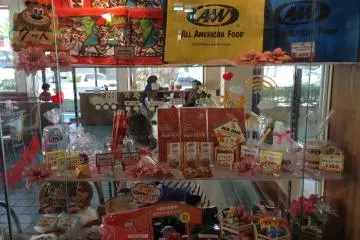 Most burger chains can't get away with trying to sell merchandise with its own name, A&amp;W can and does; it also sells specially made burgers by mail order, but I've no idea how that could work or what the product would taste like once delivered