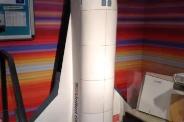 A rocket ship provides a great backdrop for photos.