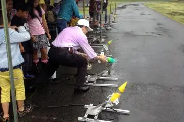 Children had lots of fun building their own water-powered rockets and then shooting them into the heavens...until half of them returned to earth and smashed into pieces.&nbsp;
