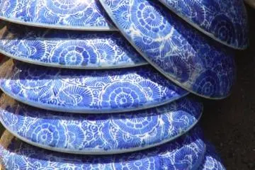 Blue pottery.