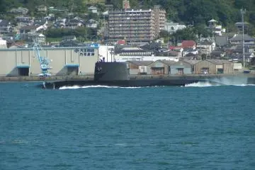 A black object is emerging from the sea!?