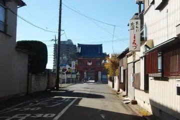 The view of classic red gate from the main road