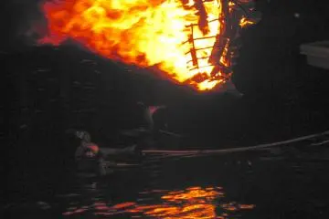 Whirling shafts of fire from one of the torches