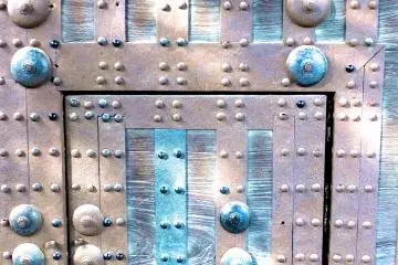<p>Huge door with smaller door inside it</p>
