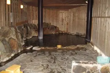 This enclosed bath has a cave-like feeling to it.