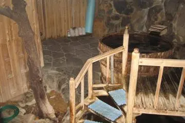 A barrel bath at Sougen no Yu.