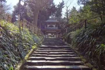 Stairs leading up to the temple.