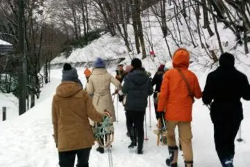 The first part of the snow trekking is easy and can be done without snow shoes.